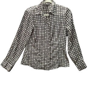 Rafaella Womens Button Down Blouse Multi-Color Size 6 100% Polyester Long Sleeve